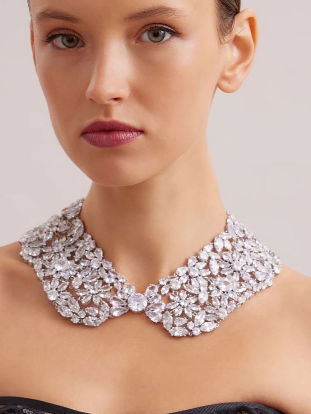 Anne Fontaine Silver Crystal Collar Necklace